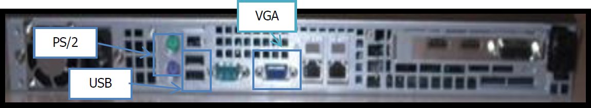 Figure 8.1.1. Volicon Scout Rear View – VGA, USB, & PS/2 locations.